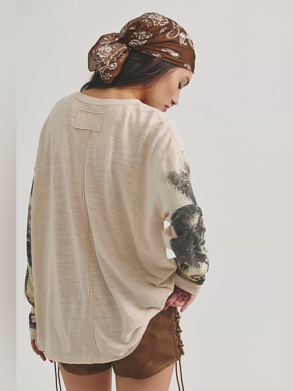 NWT FREE PEOPLE WE THE FREE Kai Long-Sleeve Top | Palm Combo MSRP $98 Size S - Picture 2 of 6